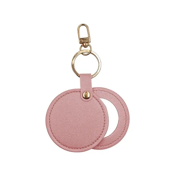 PU Makeup Mirror Single Sided Rotating Folding Keychain