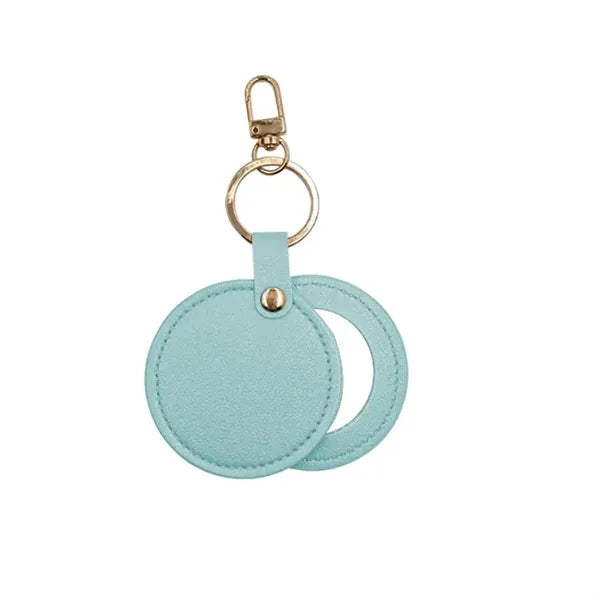 PU Makeup Mirror Single Sided Rotating Folding Keychain