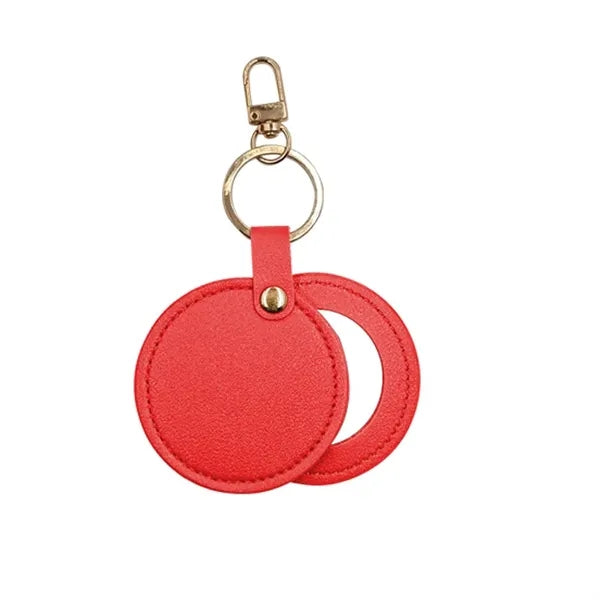 PU Makeup Mirror Single Sided Rotating Folding Keychain