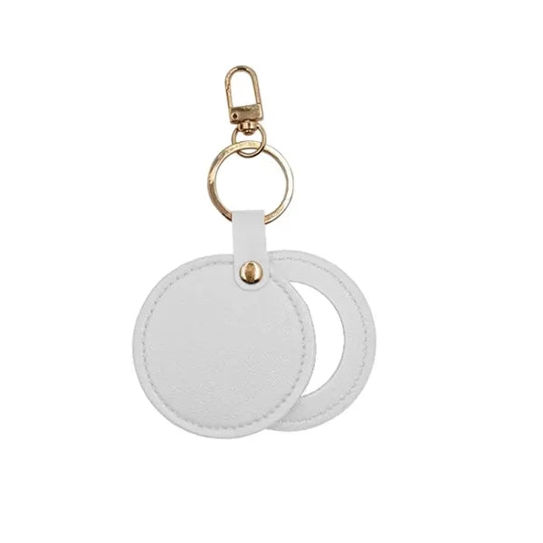 PU Makeup Mirror Single Sided Rotating Folding Keychain