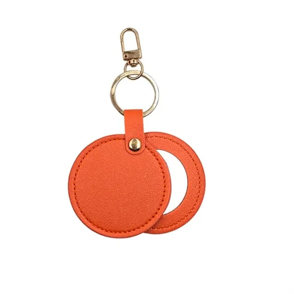 PU Makeup Mirror Single Sided Rotating Folding Keychain