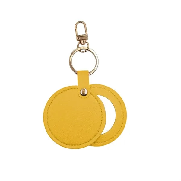 PU Makeup Mirror Single Sided Rotating Folding Keychain