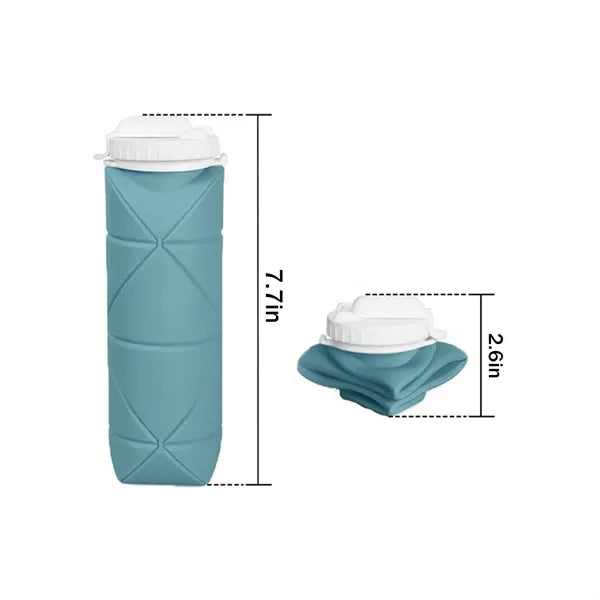 20oz Collapsible Portable Silicone Water Bottle With Straw