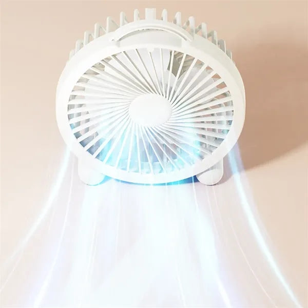 Quiet Portable Rechargeable Mini Round Desk Fan with Handle