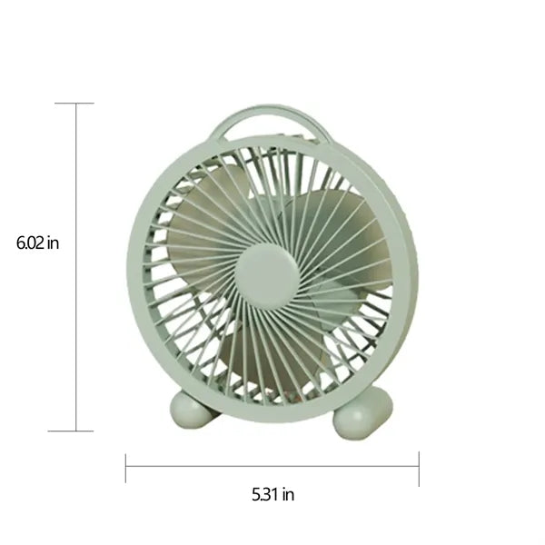 Quiet Portable Rechargeable Mini Round Desk Fan with Handle