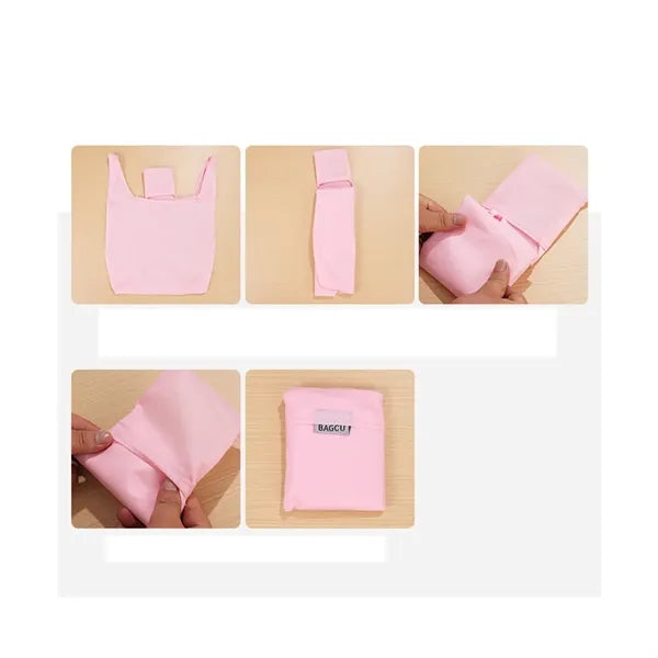Square Foldable Shopping Tote Bag With Small Pocket