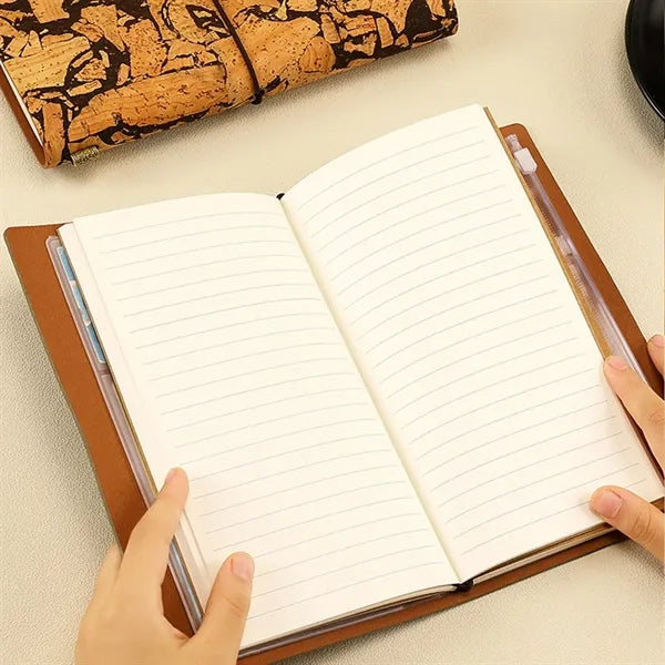 Eco Coffee Cork Tea Grounds Notebook With PVC Storage Pouch