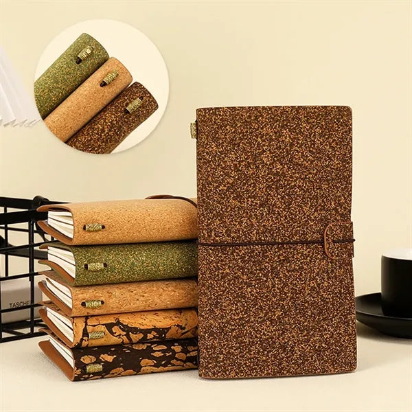 Eco Coffee Cork Tea Grounds Notebook With PVC Storage Pouch