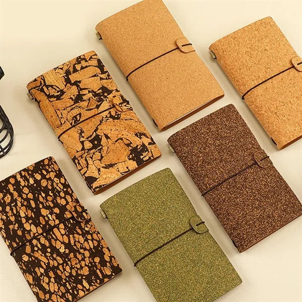 Eco Coffee Cork Tea Grounds Notebook With PVC Storage Pouch