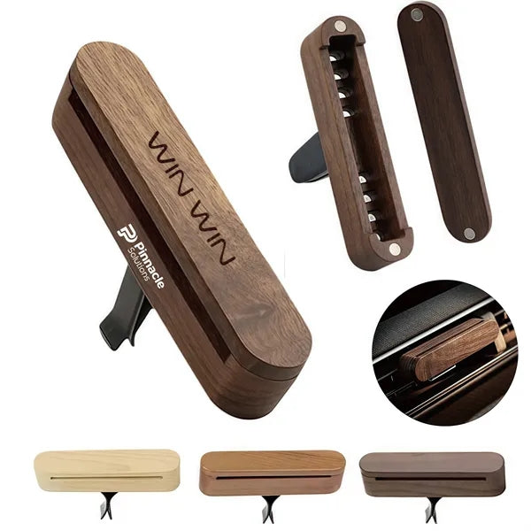 Stylish Walnut Wood Car Air Freshener Clip for Vent