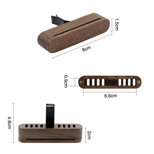Stylish Walnut Wood Car Air Freshener Clip for Vent