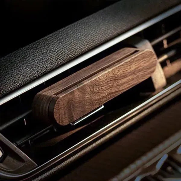 Stylish Walnut Wood Car Air Freshener Clip for Vent