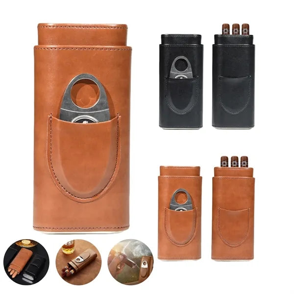 Genuine Leather Case With Cigar Cutter