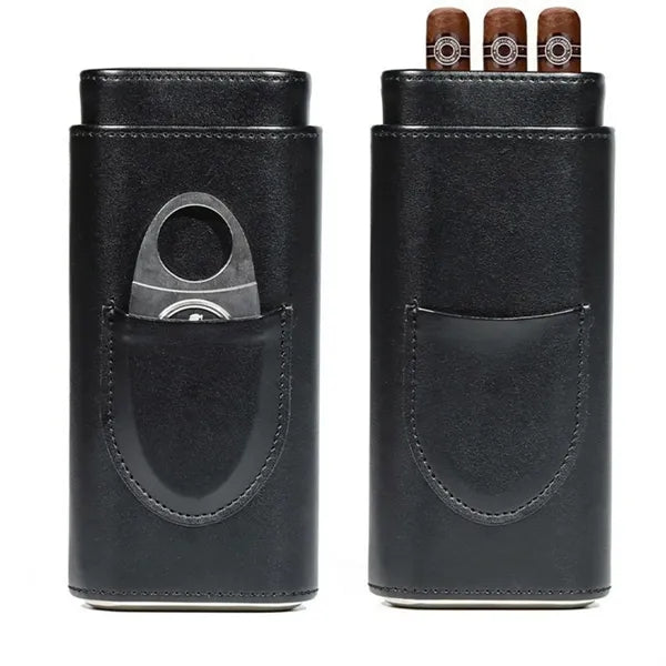 Genuine Leather Case With Cigar Cutter