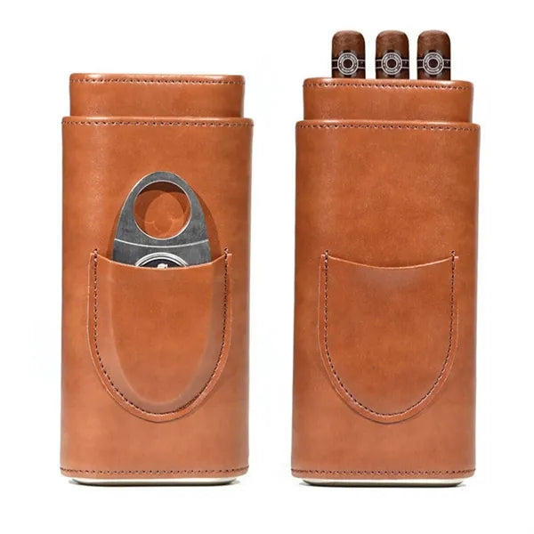 Genuine Leather Case With Cigar Cutter