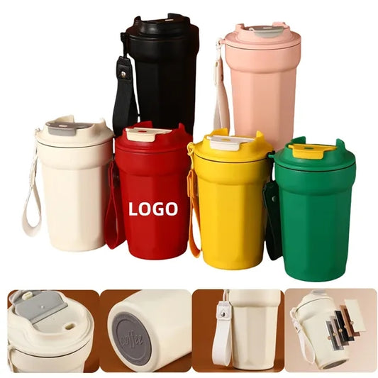 15oz 316 Stainless Steel Vacuum Coffee Cup With Lanyard