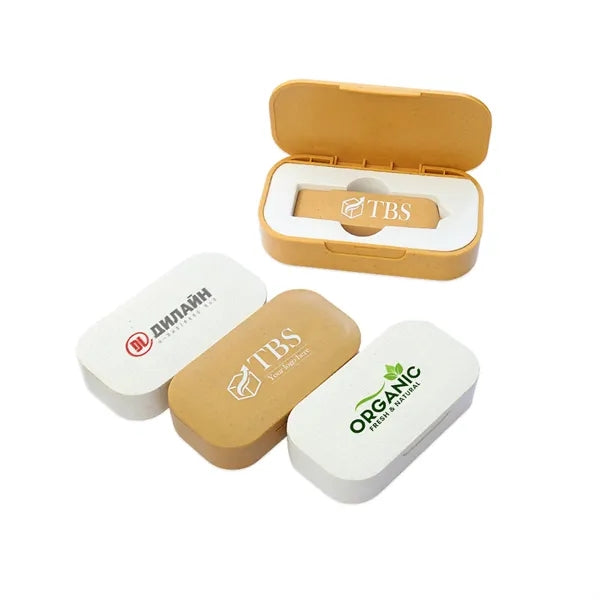 Eco-Friendly 8GB Swivel USB Drive with Wheat Straw Case