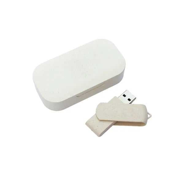 Eco-Friendly 16GB Swivel USB Drive with Wheat Straw Case