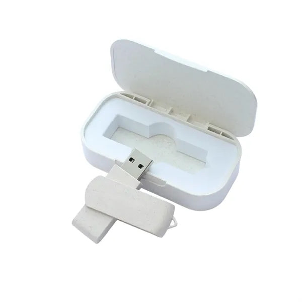 Eco-Friendly 16GB Swivel USB Drive with Wheat Straw Case