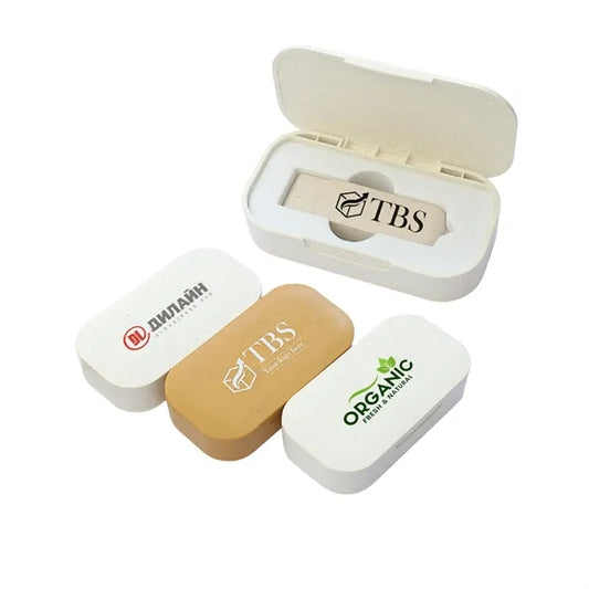 Eco-Friendly 16GB Swivel USB Drive with Wheat Straw Case