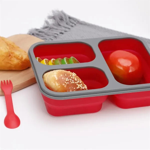 Collapsible Silicone Lunch Container with Fork