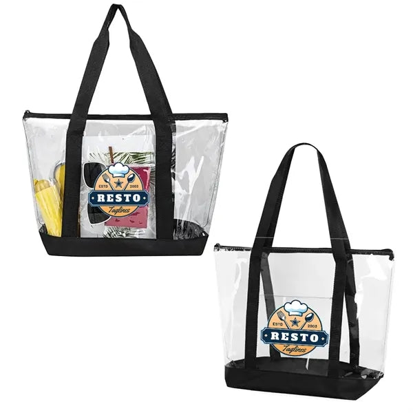 Clear Zippered Tote Bag With Pocket