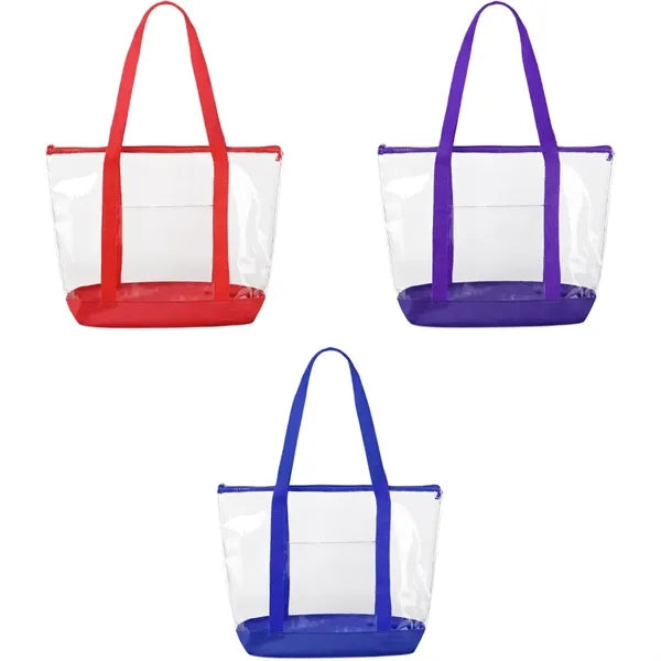 Clear Zippered Tote Bag With Pocket