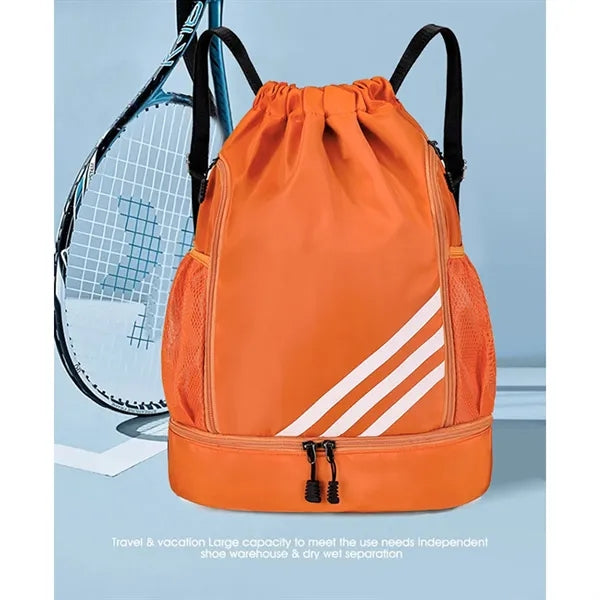 Drawstring Sports Bags With Shoes Compartment Backpacks