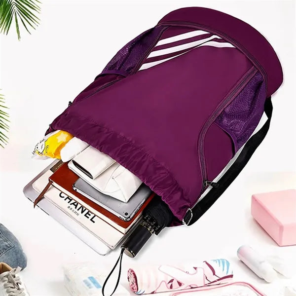 Drawstring Sports Bags With Shoes Compartment Backpacks