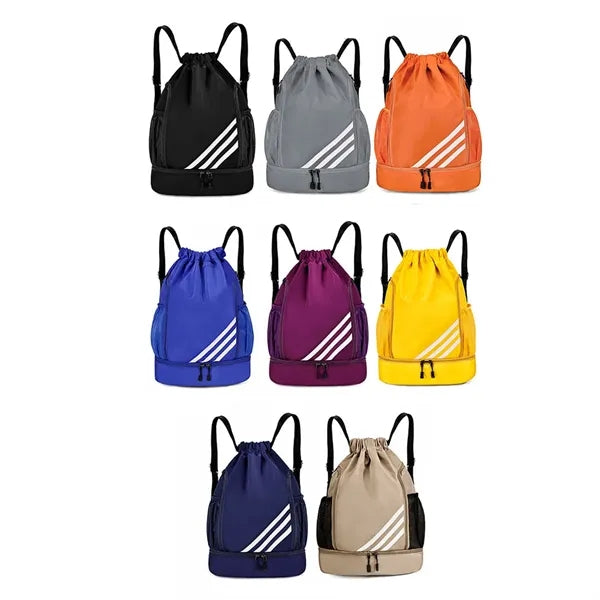 Drawstring Sports Bags With Shoes Compartment Backpacks