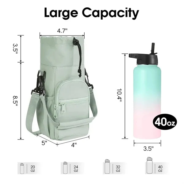 Insulated Sports Bottle Bags with Strap and Front Pocket