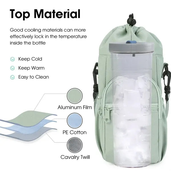 Insulated Sports Bottle Bags with Strap and Front Pocket