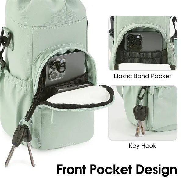 Insulated Sports Bottle Bags with Strap and Front Pocket