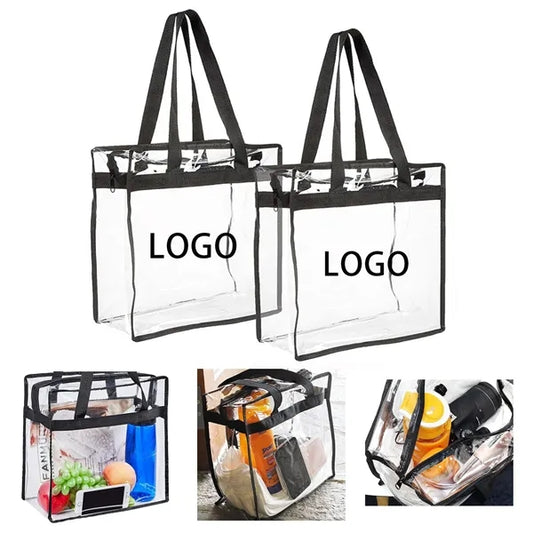 11.8" x 11.8" x 5.9"Stadium Approved Clear Zipper Tote Bag