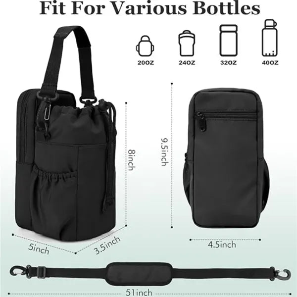 40oz Thermal Water Bottle Carrier Bag With Phone Pocket