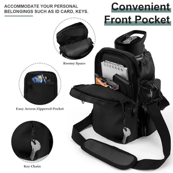 40oz Thermal Water Bottle Carrier Bag With Phone Pocket