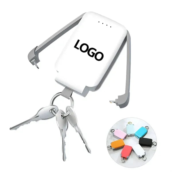 2,000 mAh Mini Power Bank with Keychain & LED Light