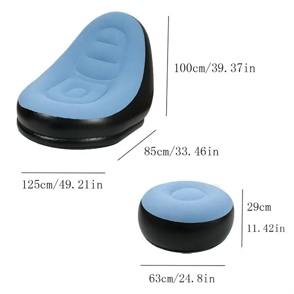 Inflatable Sofa Chair With Foot Stool Flocking Lazy Couch