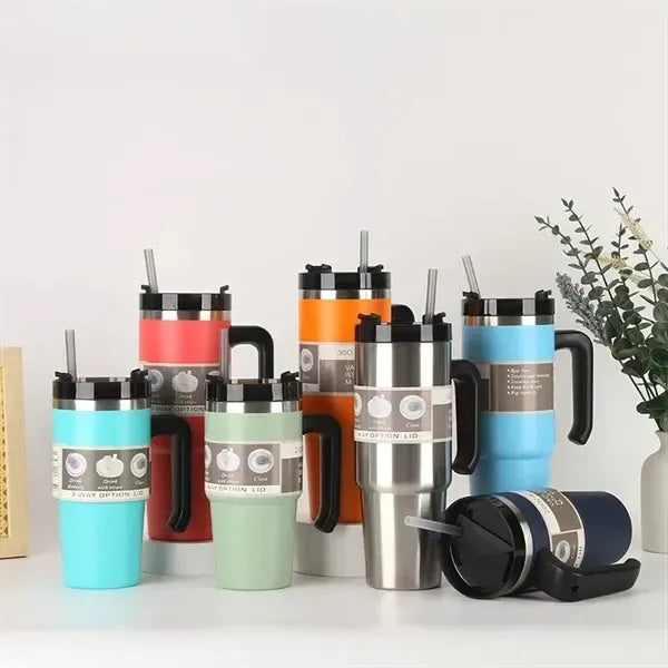 Stainless Steel Handle Car Mug, Insulated Thermos Cup, Large
