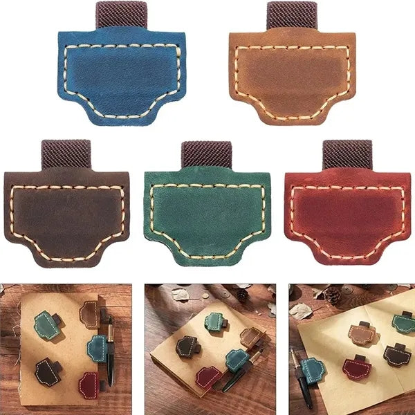 Magnetic Leather Bookmark Pen Holder