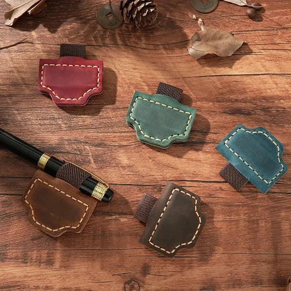 Magnetic Leather Bookmark Pen Holder