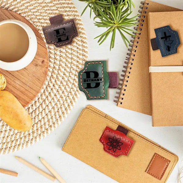 Magnetic Leather Bookmark Pen Holder