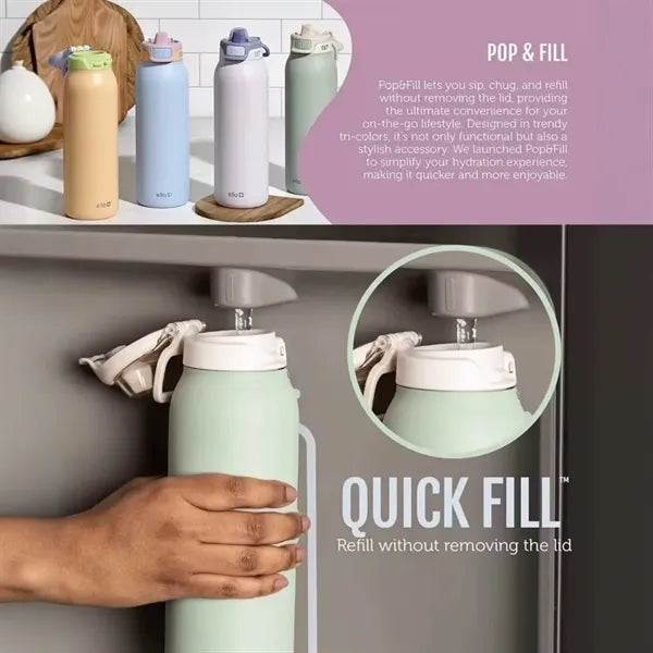 Ello Pop & Fill Stainless Steel 950ml Water Bottle