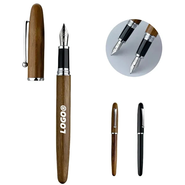 Wooden Fountain Pen Metal Clip Writing Gift Item