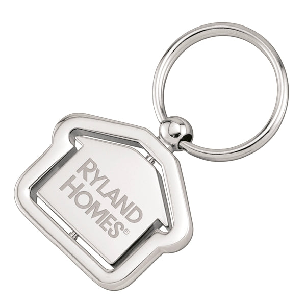 House Shaped Spinning Silver Key Chain