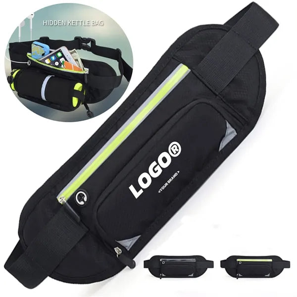 Reflective Running Waist Pack With Bottle Holder For Outdoor