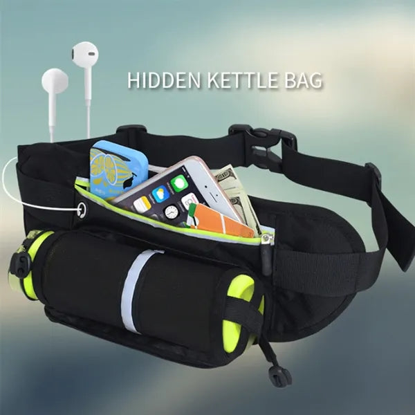 Reflective Running Waist Pack With Bottle Holder For Outdoor