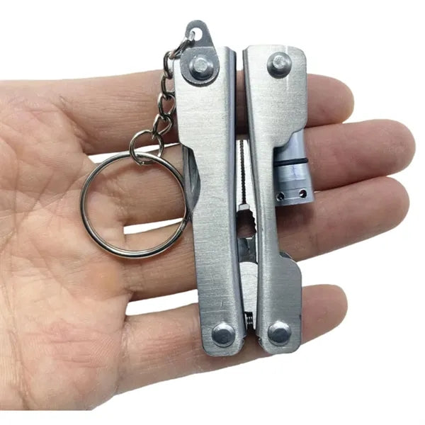 Mini LED Keychain Pliers With Knife Screwdriver Bottle