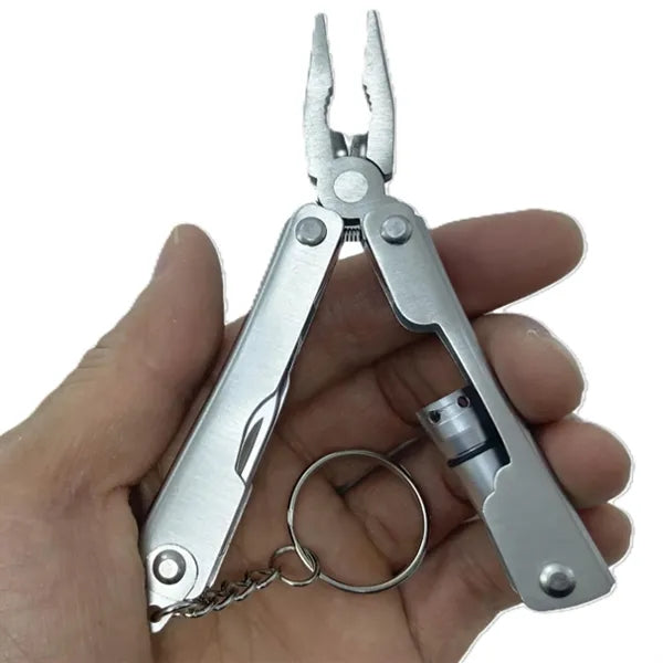 Mini LED Keychain Pliers With Knife Screwdriver Bottle