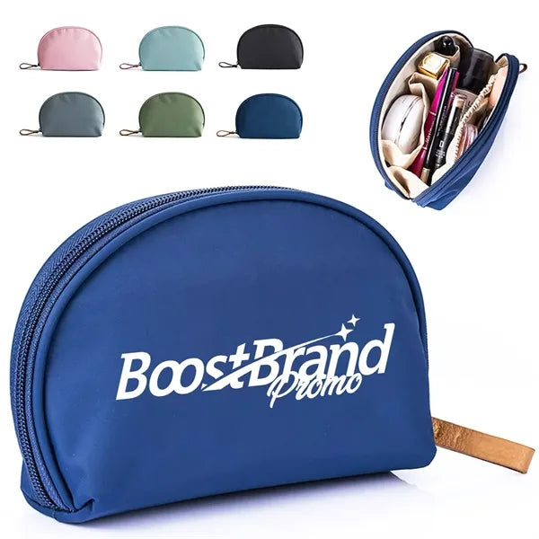 Compact Half-Moon Zippered Pouch with Wristlet